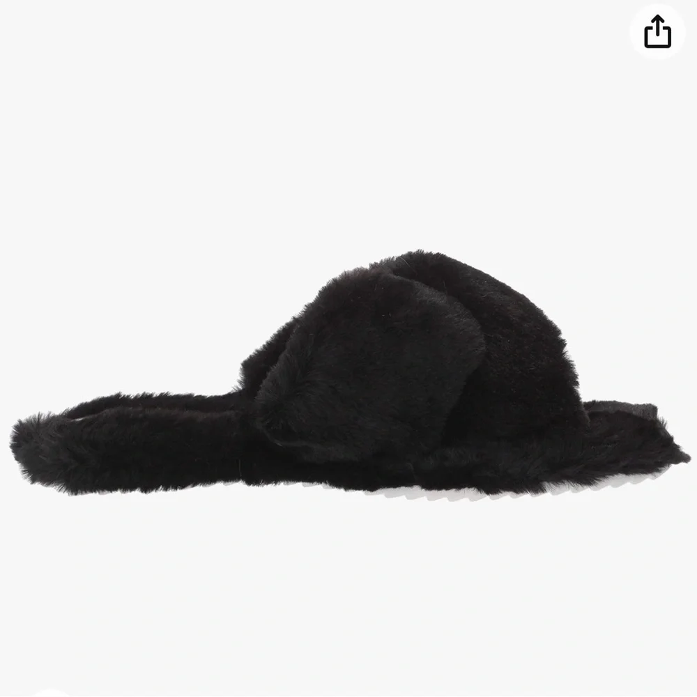 Vince Camuto Kortendie Black Faux Fur Slip On Slide Slippers Size 9M - Picture 8 of 12
